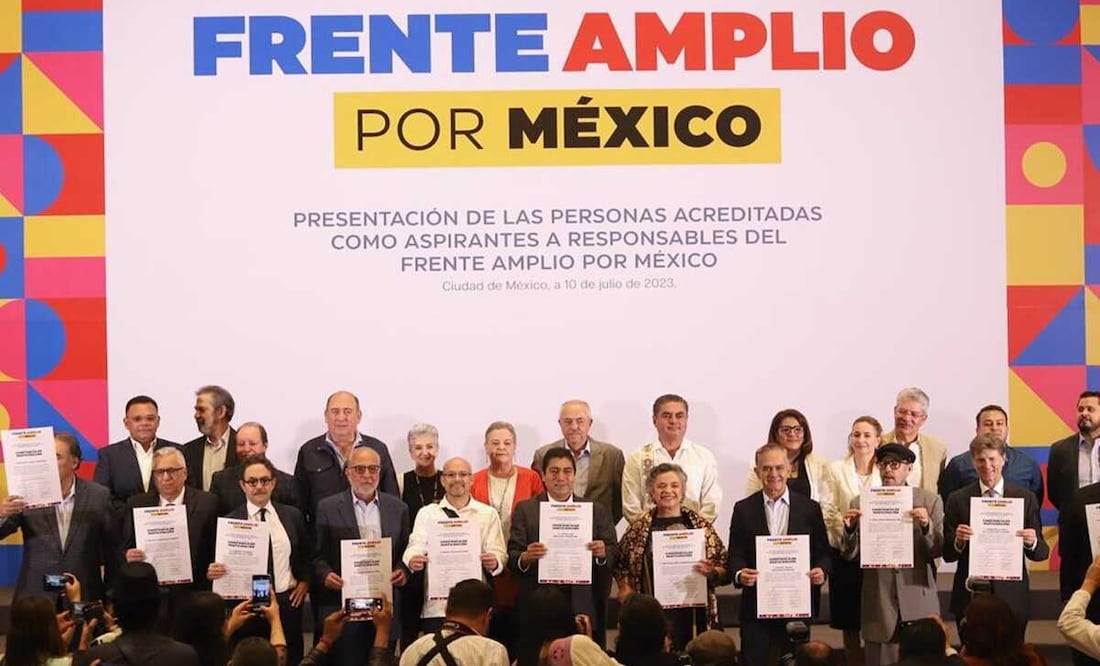 Aspirantes del Frente Amplio por México que pasaron a la segunda etapa del proceso para elegir candidato Presidencial. Foto: Berenice Fregoso / EL UNIVERSAL