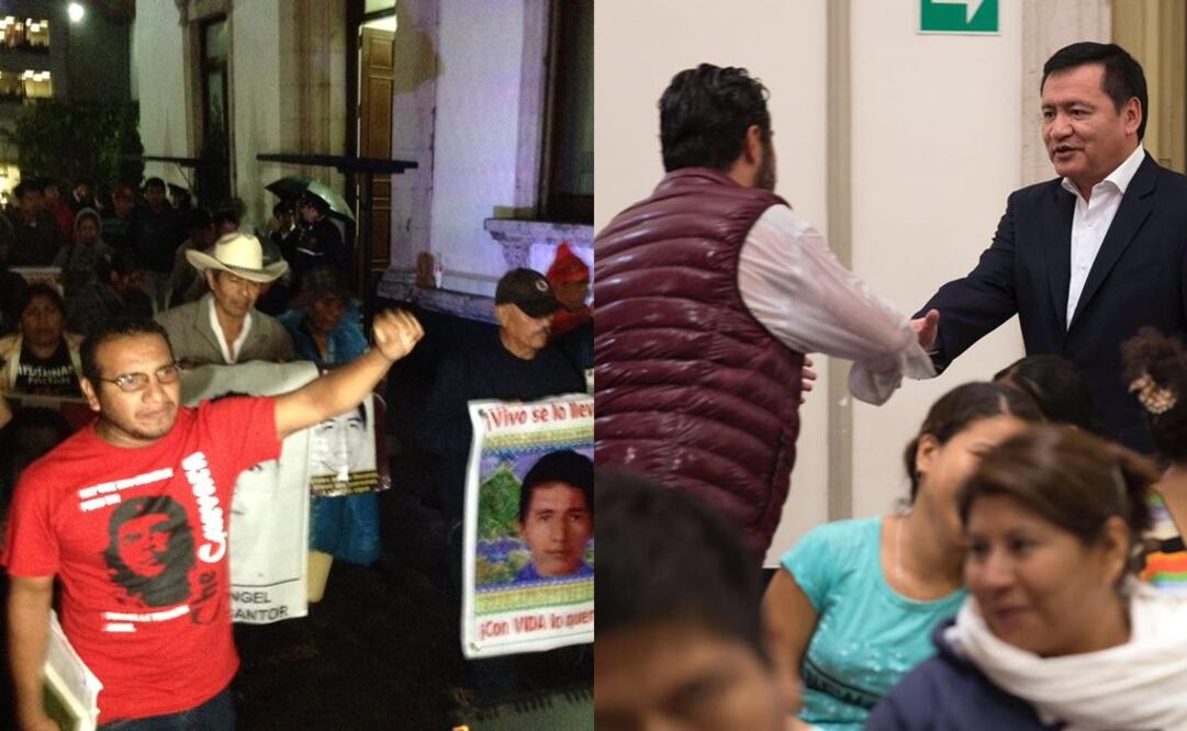 Familiares de los normalistas, a la salida de Gobernación. FOTOS: Misael Zavala y Segob