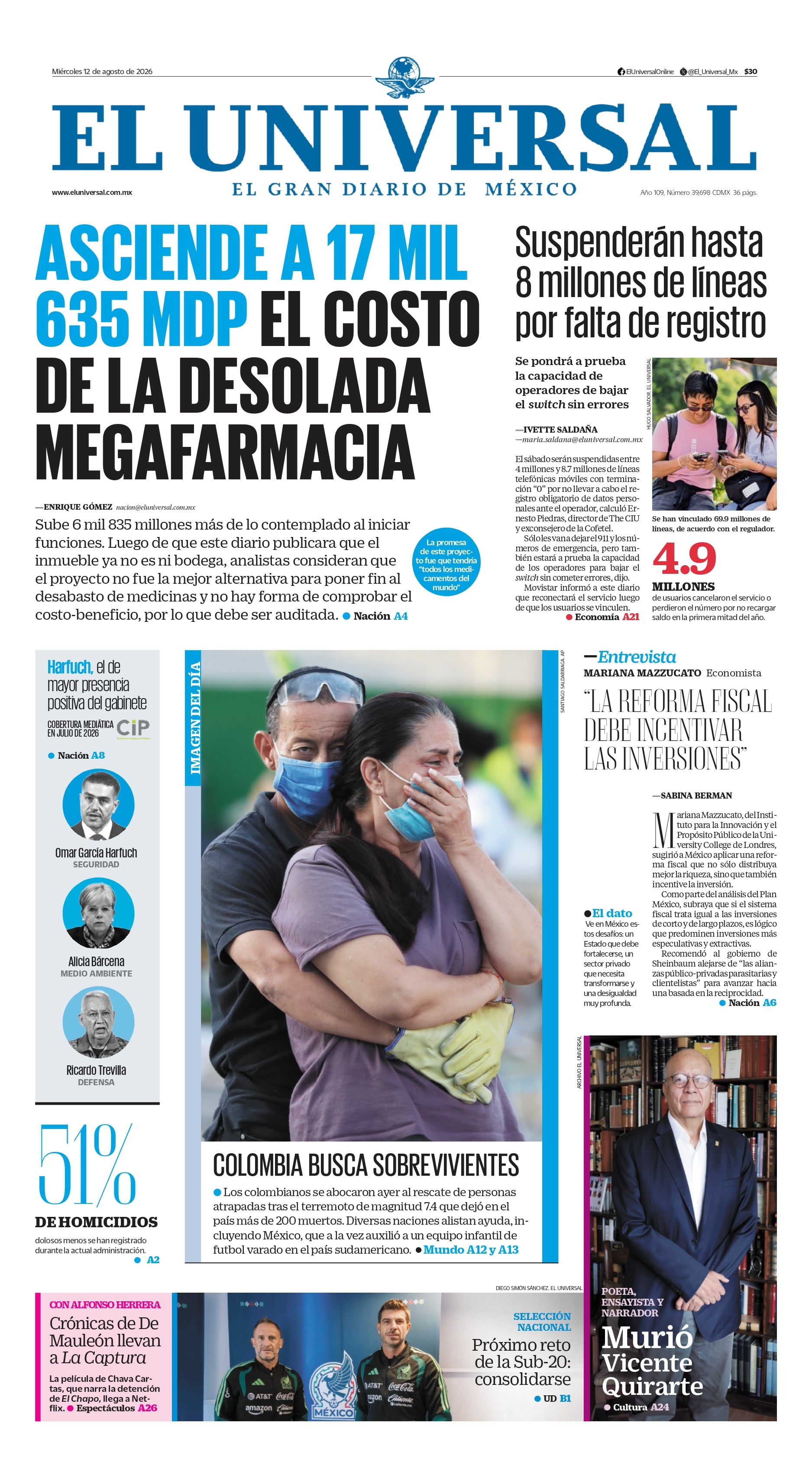 Portada impresa del 12 de agosto del 2026