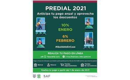 CDMX estima captación de 12 mmdp por pago anticipado de predial 2021