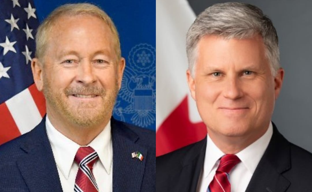 Los embajadores de Estados Unidos y Canadá en México, Ronald Johnson y Cameron McKay. Fotos: X @USAmbMex y @AmbMacKay