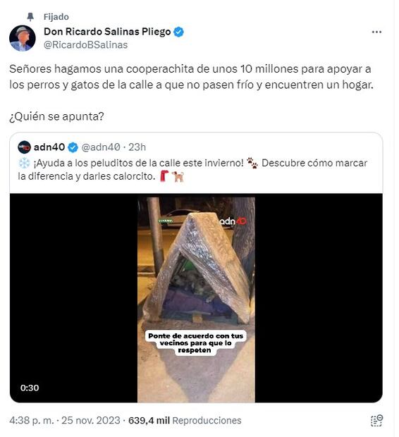 Salinas Pliego en X. Foto: Captura de pantalla