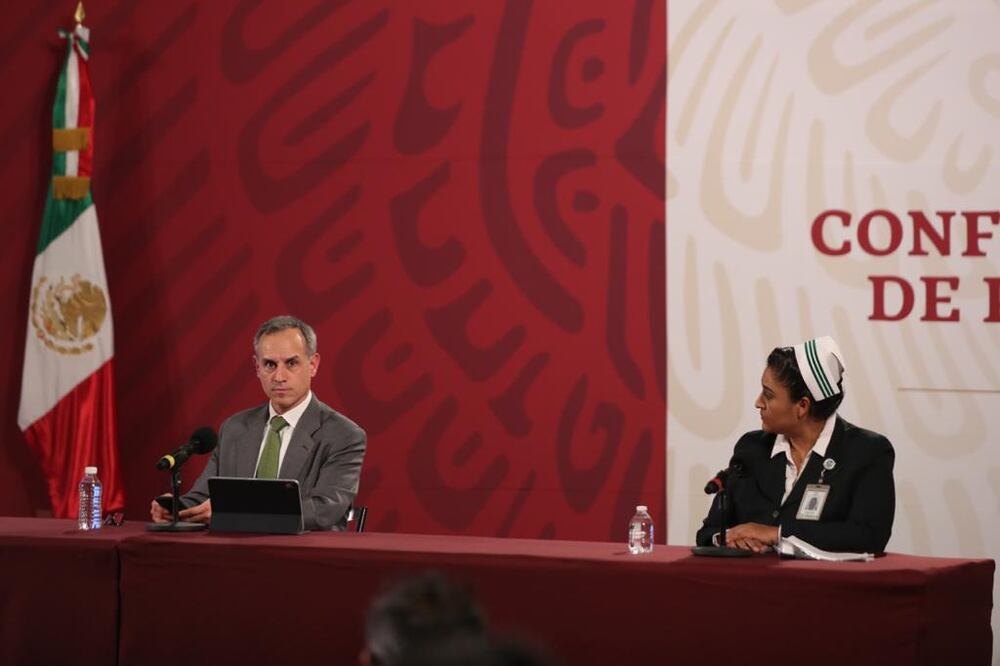 Aspecto de la conferencia sobre Covid-19 hoy 20 de abril. Foto de Valente Rosas EL UNIVERSAL