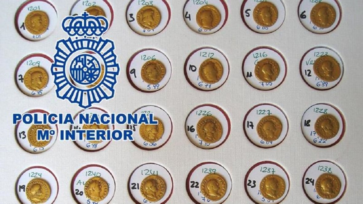 Monedas recuperadas. Foto: Policía Nacional de España
