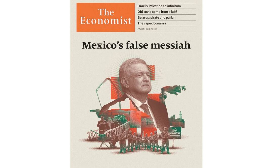 El semanario británico publicó en su más reciente portada un retrato de López Obrador con el titular: “El falso mesías de México”. Foto: Tomada de Twitter.
