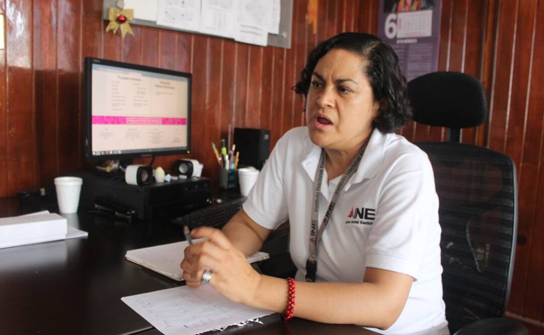 Vocal ejecutiva del Distrito 5 del Instituto Nacional Electoral (INE), Karina Hernández Trejo. FOTO:Francisco Rodríguez/EL UNIVERSAL
