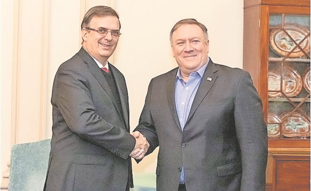 El canciller Marcelo Ebrard, y el secretario de Estado de Estados Unidos, Mike Pompeo, ayer en Washington. Foto: TOMADA DE TWITTER