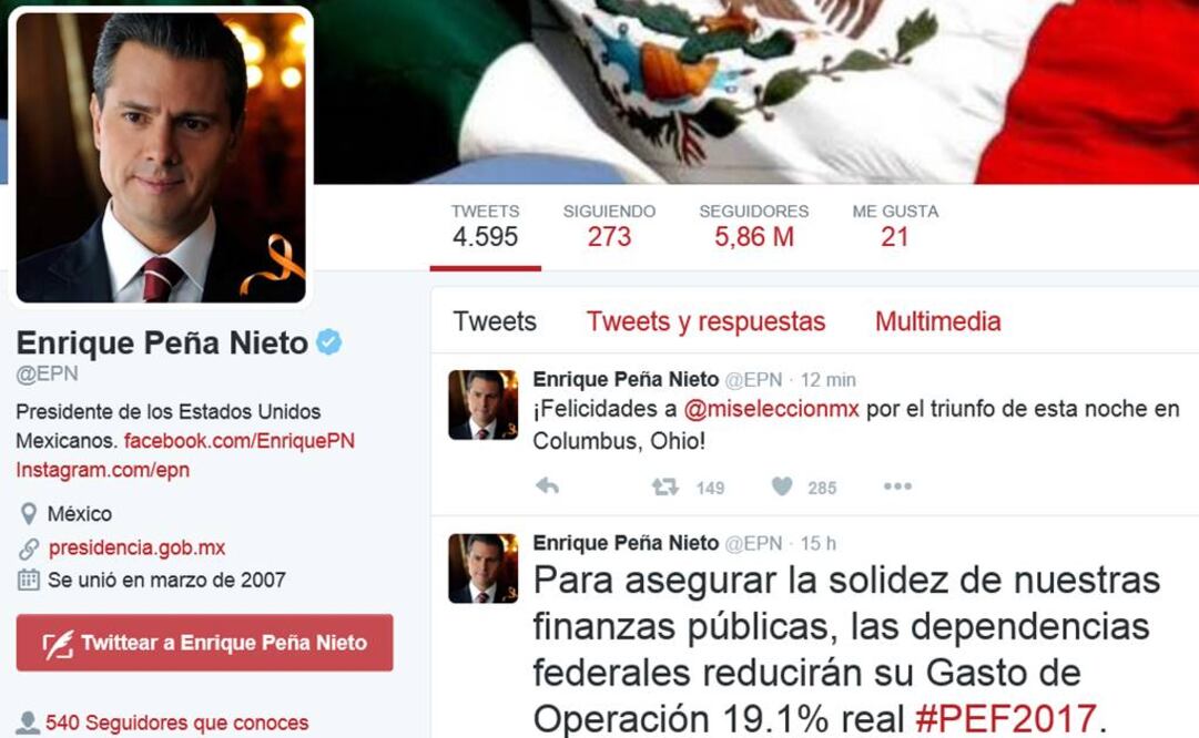 Captura de pantalla del tuit del Presidente