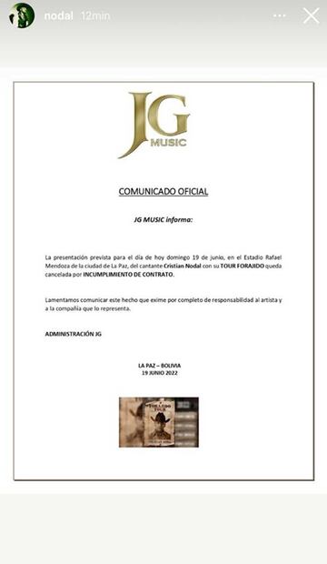 Christian Nodal cancela concierto en Bolivia horas antes de llevarse a cabo