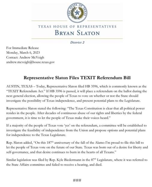 ¿Se viene un "Texit"? Republicano presenta proyecto para votar por la independencia de Texas