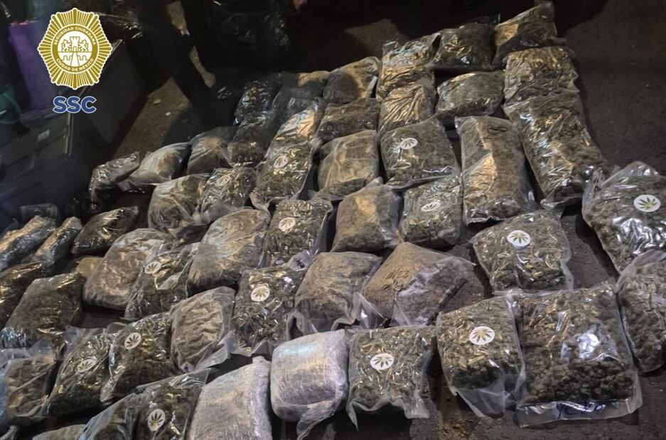 Caen dos presuntos miembros de la Antiunión de Tepito; aseguraron casi 100 kilos de marihuana en Venustiano Carranza. Foto: Especial