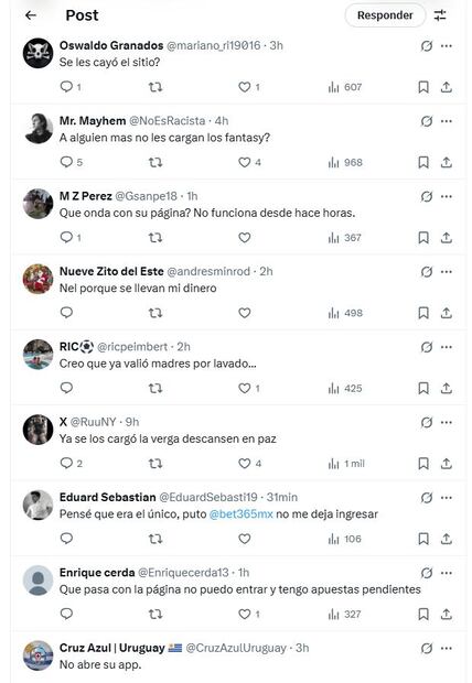 Bet365 y Betano presentan app y webs caídas. Usuarios reclaman. Foto: Captura de pantalla