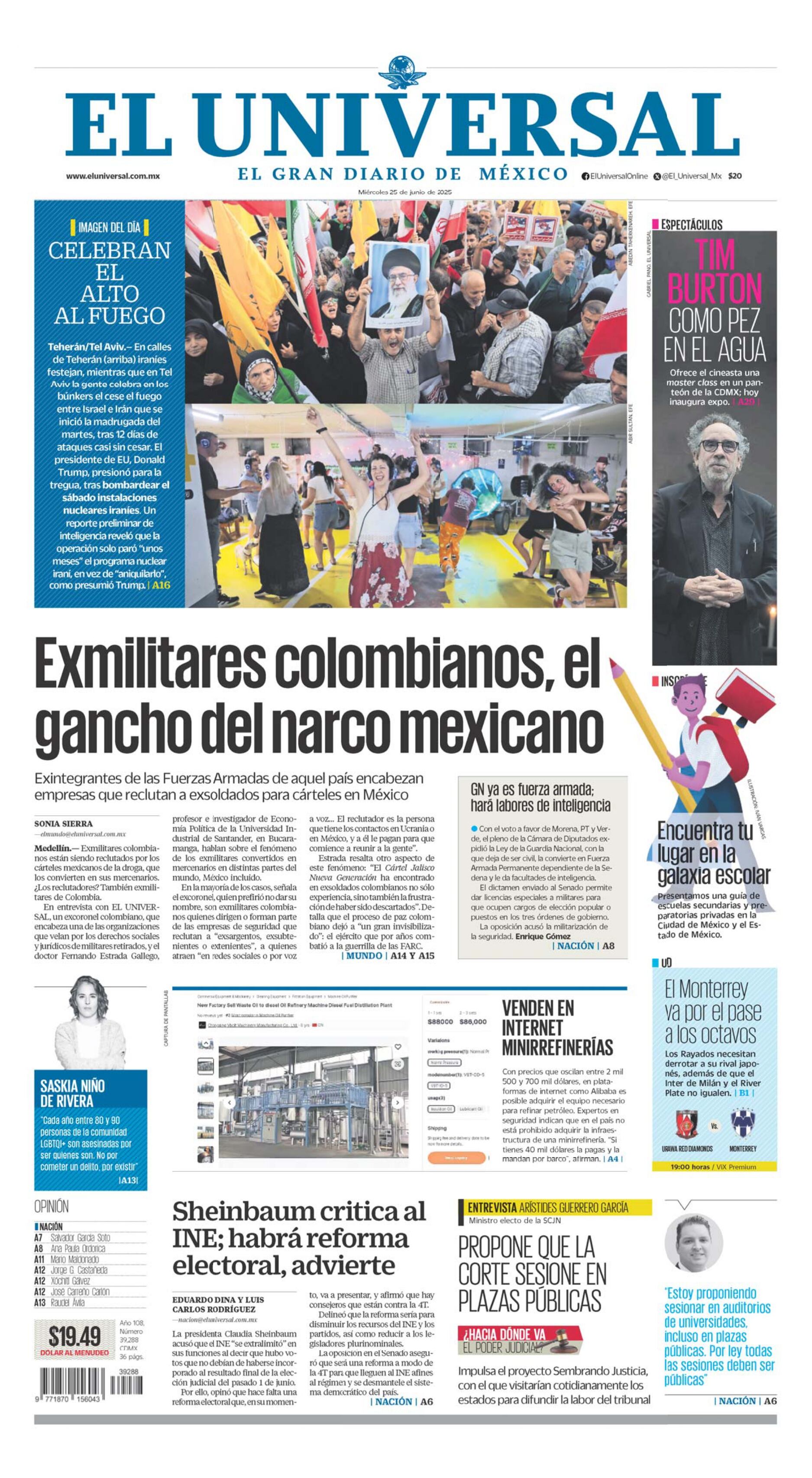 Portada El Universal 25 de junio de 2025