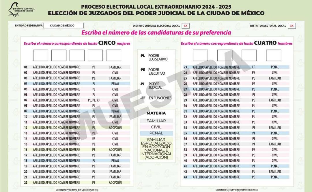 Aprueba IECM diseño de las boletas electorales para la elección judicial (18/03/2025). Foto: Especial