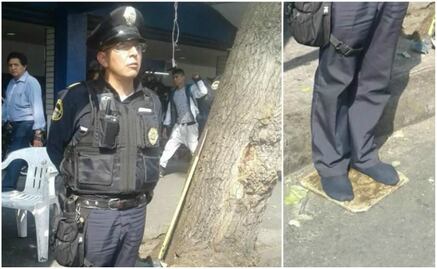 Policía sin zapatos se vuelve viral en redes