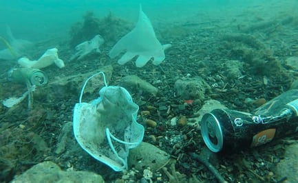 Así luce el mar Mediterráneo con mascarillas y guantes desechados por el Covid-19