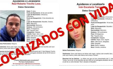 Reportan con vida a jóvenes chihuahuenses desaparecidos en Mazatlán; se desconocía su paradero desde el 16 de diciembre