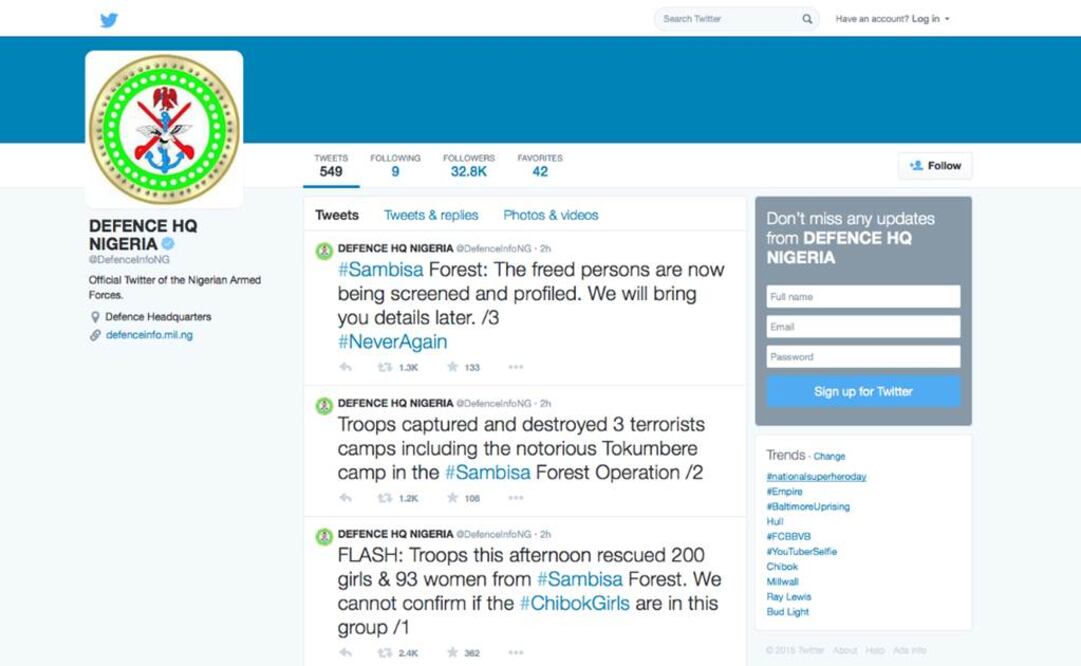 Las Fuerzas Armadas de Nigeria informaron en su cuenta oficial de Twitter (Foto: AP)