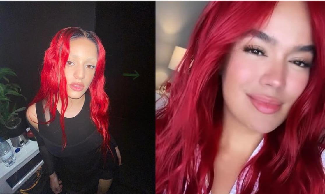 Rosalía y Karol G confirman que el tinte rojo intenso se apodera de las tendencias esta temporada / Fotos: Instagram @rosalia.tv / @karolg