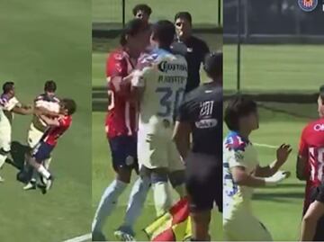 VIDEO: Jugadores se pelean en el Chivas vs América Sub-23, el ‘Mozumbito’ inició el conato de bronca