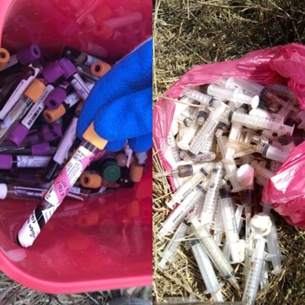 Tiran cerca del río Santa Catarina desechos peligrosos de material médico