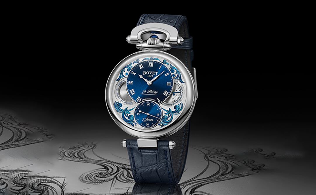 Bovet 1822 Fleurier 19Thirty con subdiales en azul.