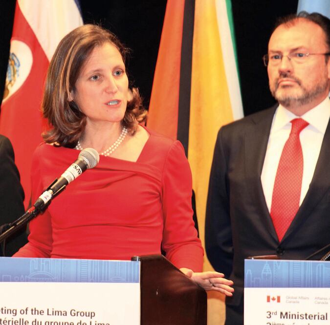 Pronunciamiento. Luis Videgaray participa en una reunión de cancilleres en Toronto, donde pidieron a Venezuela respeto a derechos humanos (OSVALDO PONCE. EFE)