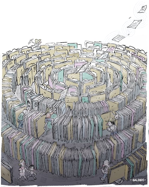 Laberinto burocrático. Cartón de Galindo