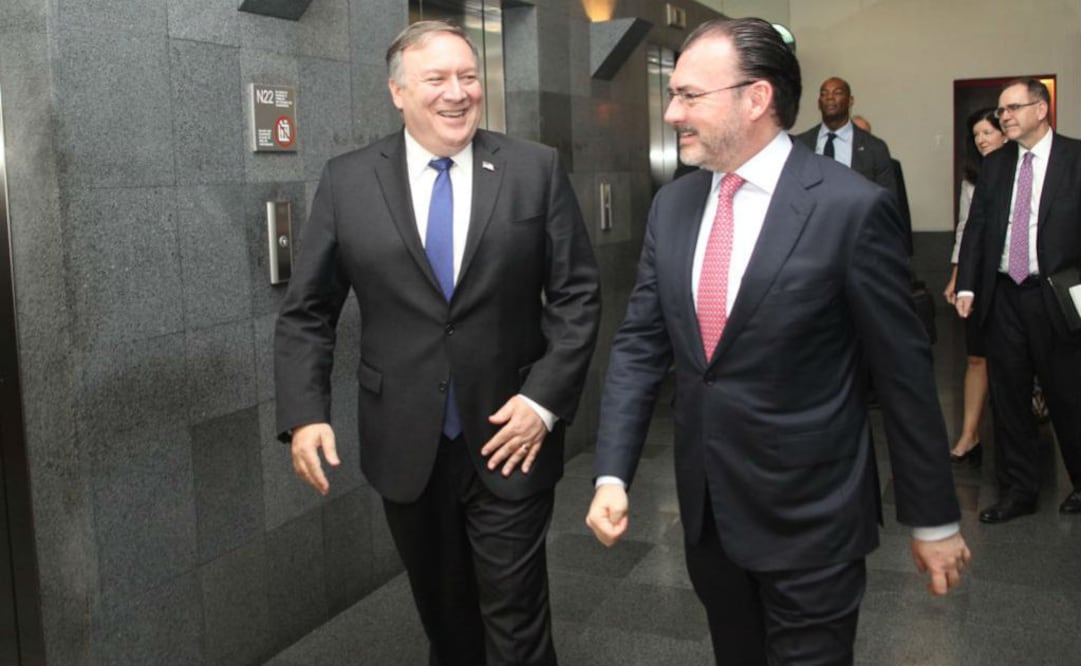 El secretario estadounidense, Mike Pompeo y Luis Videgaray. FOTO: @SRE_mx