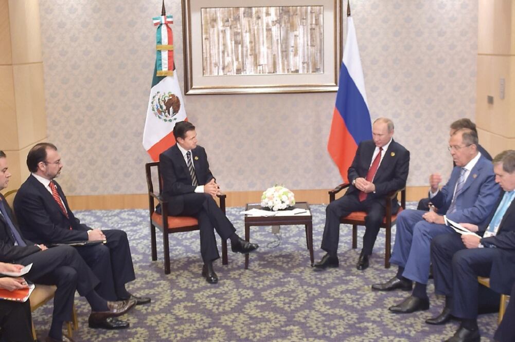 Los presidentes de México y Rusia, Enrique Peña Nieto y Vladimir Putin, tuvieron una reunión bilateral en el marco del Diálogo de Economías Emergentes y Países en Desarrollo BRICS 2017 (PRESIDENCIA)