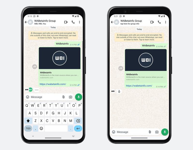 Nuevos íconos en los chats de WhatsApp. Foto: WABetaInfo