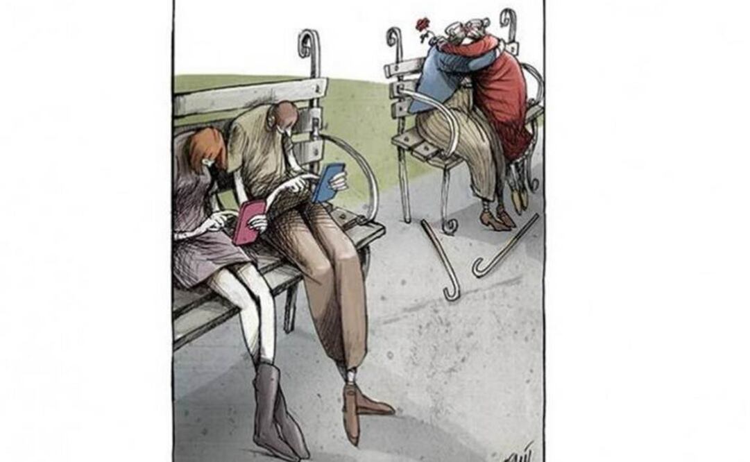 "El amor y las generaciones", cartón de Boligán.