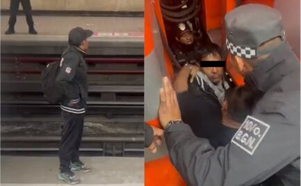 VIDEO: Hombre baja a vías del Metro de Línea 7; trataba de quitarse la vida con un vidrio