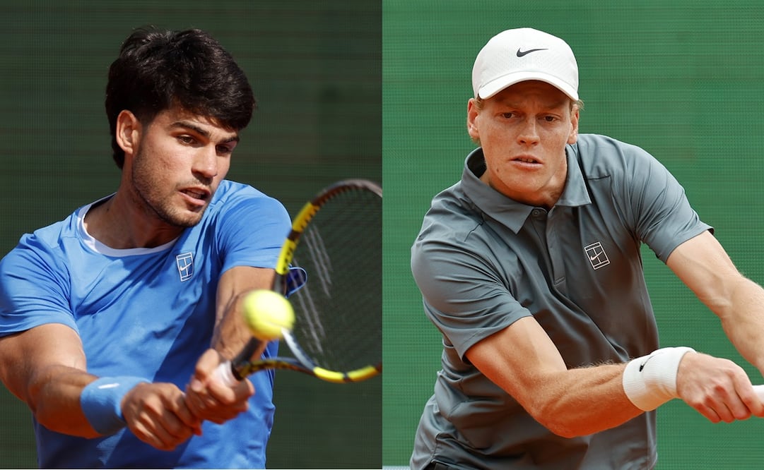 Carlos Alcaraz y Jannik Sinner en el Masters de Montecarlo - Fotos: EFE