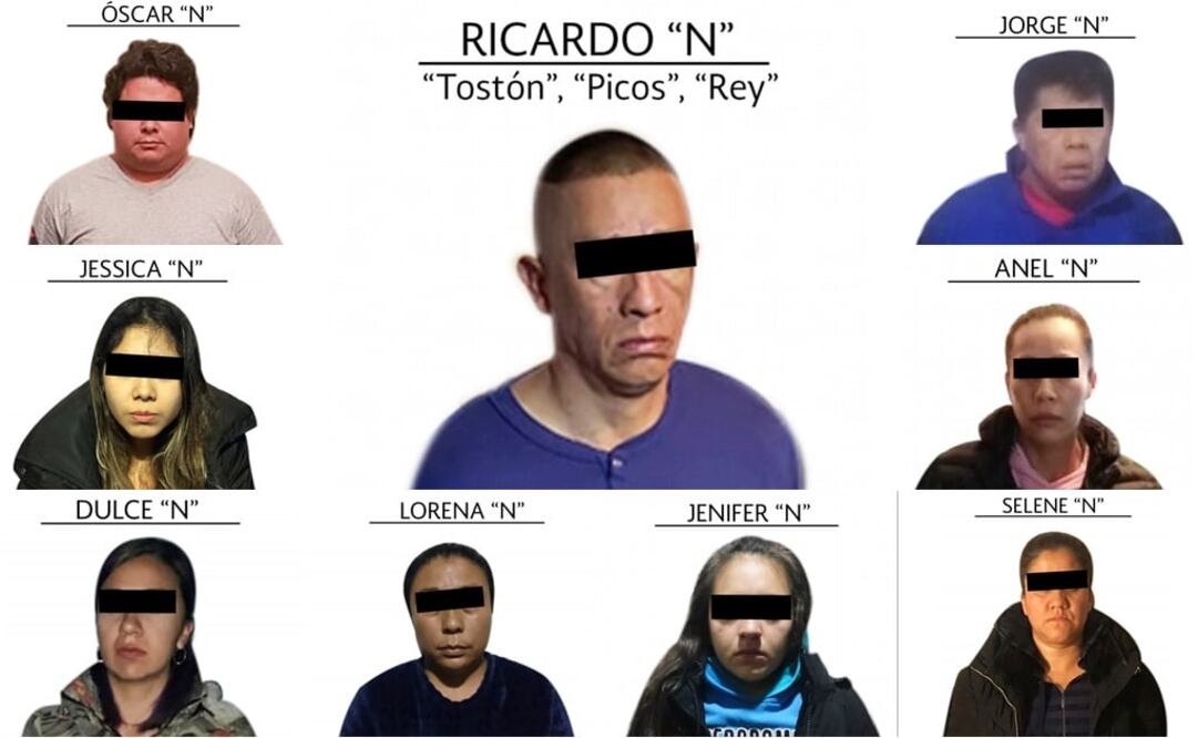 Los nueve integrantes de la banda, cuatro mujeres y cinco hombres, fueron detenidos por elementos de la Agencia de Investigación Criminal (FOTO: PGR)