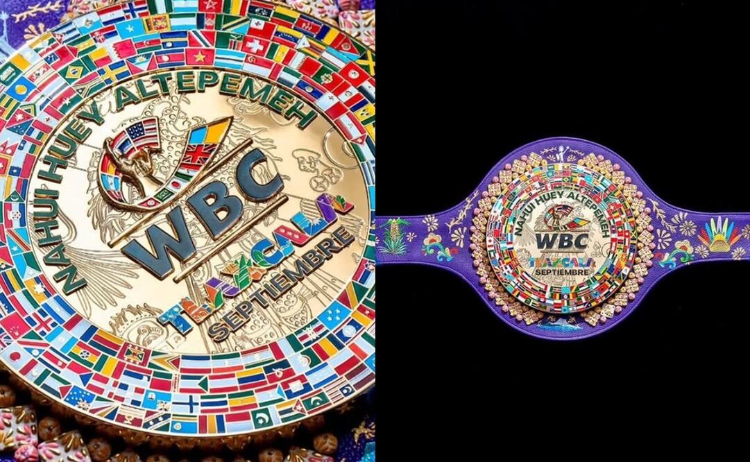 Detalle del cinturón “Nahui Huey Altepemeh” para la pelea entre "Canelo" Álvarez y Terence Crawford - Fotos: @jacqueline.espana.joyeria en Instagram
