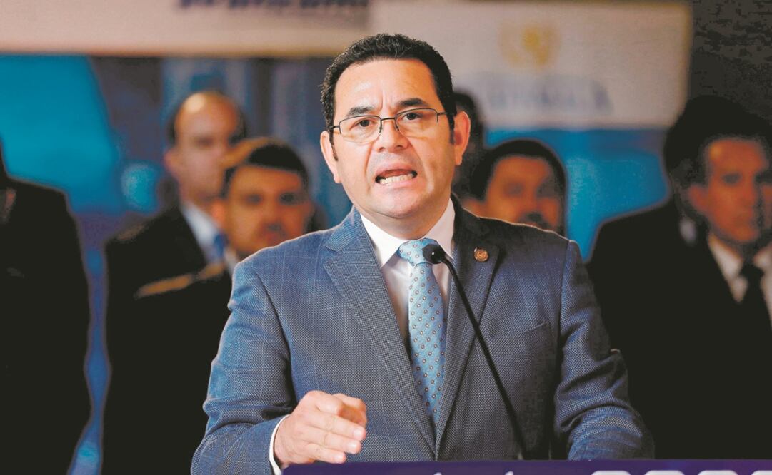 El presidente de Guatemala, Jimmy Morales, en conferencia en el Palacio Nacional de la Cultura. Foto: ESTEBAN BIBA. EFE