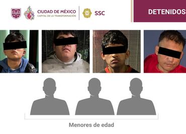 Caen siete integrantes de la Unión Tepito por extorsión y despojo en Iztacalco y GAM; tres son menores de edad