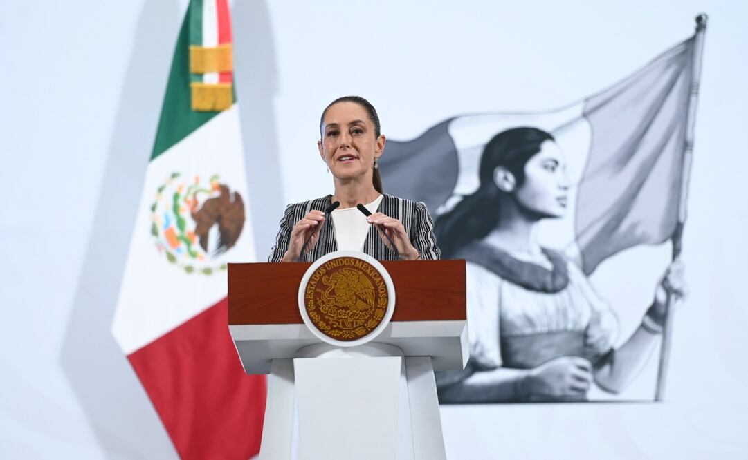 La Presidenta realizó su mañanera habitual sin la presencia de reporteros ante bloqueo de la CNTE. Foto: Presidencia