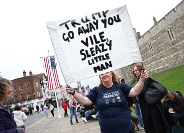 Protestas, arrestos y una proyección de Epstein, en el marco de la visita de Trump a Reino Unido