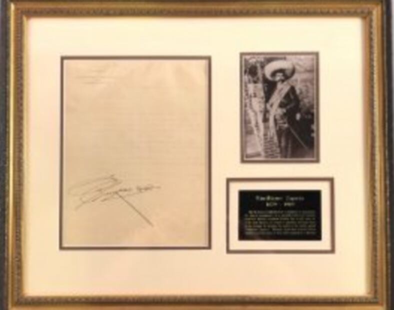 Letter signed by Emiliano Zapata auctioned off in Arizona