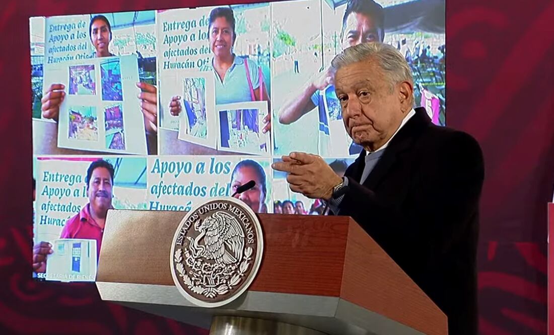 El presidente Andrés Manuel López Obrador informó que se han entregado 12 mil millones de pesos para los damnificados del puerto y Coyuca de Benítez afectados por el huracán Otis. Foto: especial