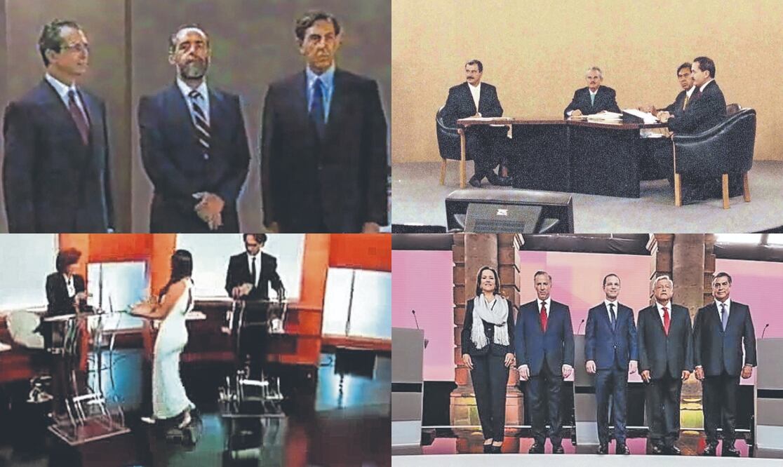 La historia de los debates en México inició en 1994 con Ernesto Zedillo, Diego Fernández de Cevallos y Cuauhtémoc Cárdenas; siguió el
encuentro donde Vicente Fox arremete contra Francisco Labastida, sin dejar atrás la polémica participación de una edecán en 2012. Fotos: de Archivo El Universal