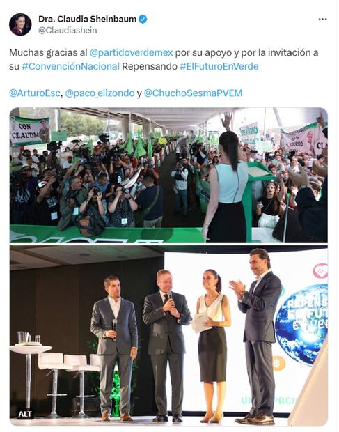 Claudias Sheinbaum y PVEM. Foto: @Claudiashein