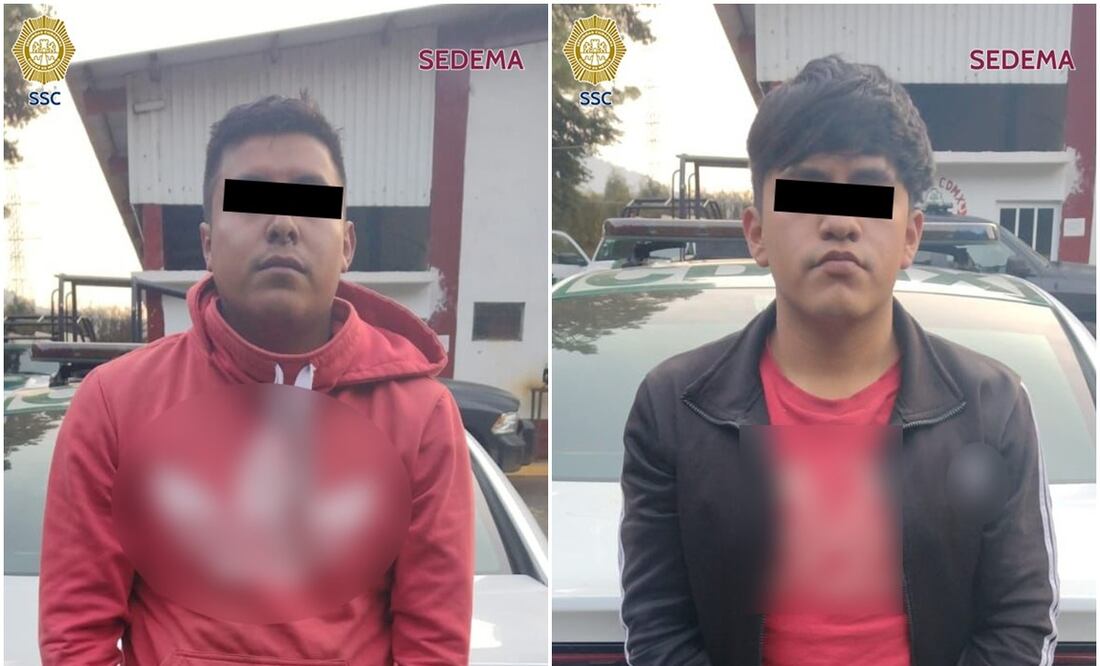 Los sujetos fueron detenidos por transportar ilegalmente 250 tarimas de madera de pino verde en la alcaldía de Tlalpan, CDMX (17/01/2025). Foto: Especial