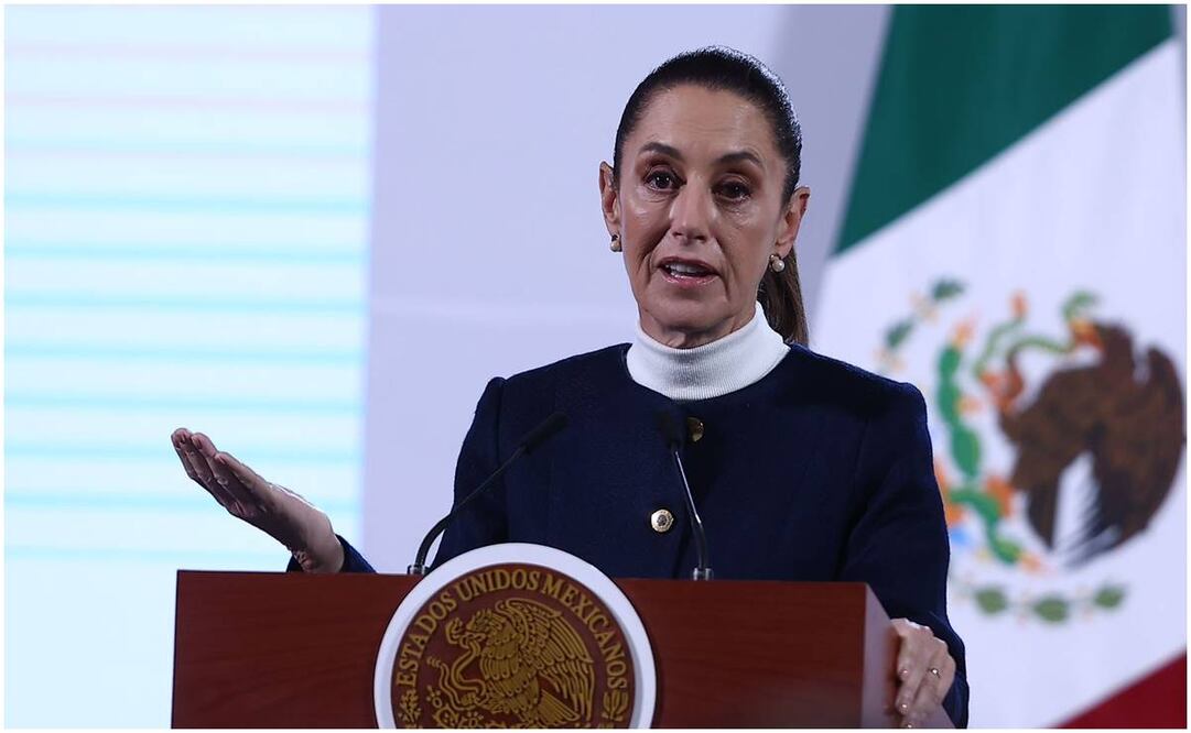 Claudia Sheinbaum, presidenta de México, durante su mañanera en Palacio Nacional, el 13 de enero del 2025. Foto: Berenice Fregoso / EL UNIVERSAL