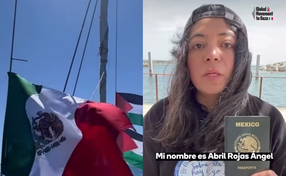 Abril Rojas Ángel, mexicana a bordo de la Global Sumud Flotilla, denuncia el secuestro de la flota en aguas internacionales por el Ejército de Israel. Foto: Especial.