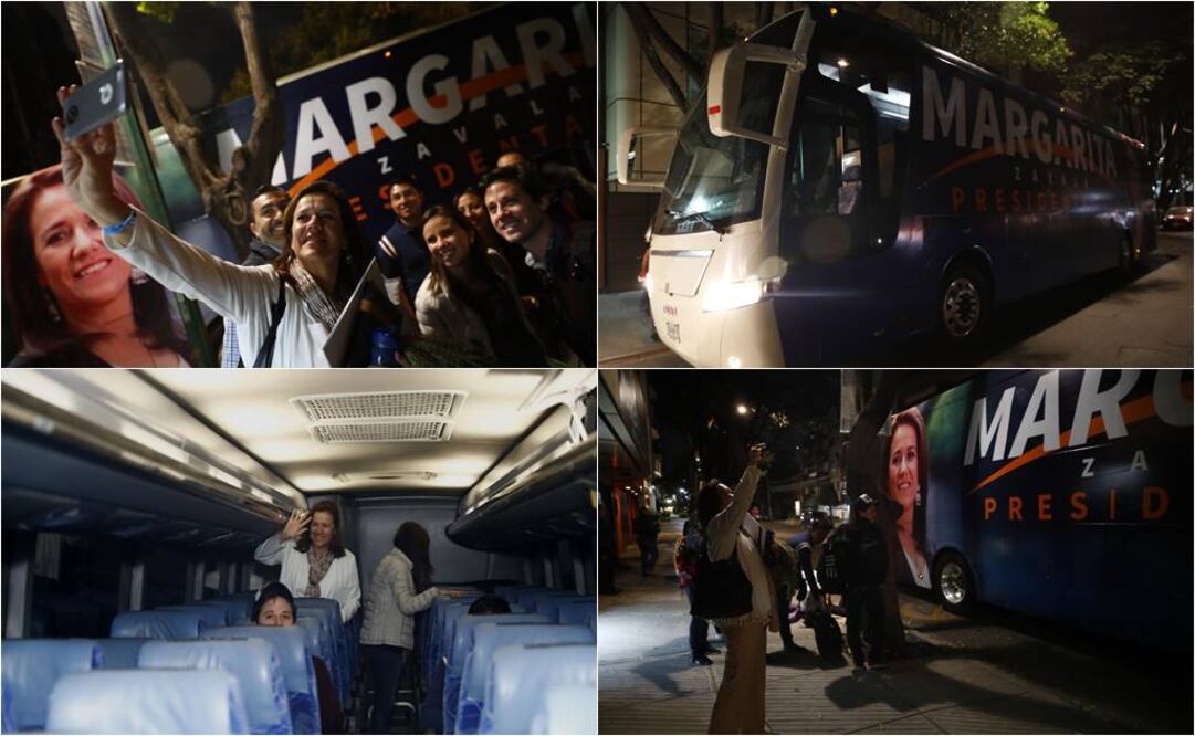 La aspirante presidencial por la vía independiente, Margarita Zavala, estrenó esta mañana el autobús que utilizará en su campaña. Foto: Andrés Xolalpa