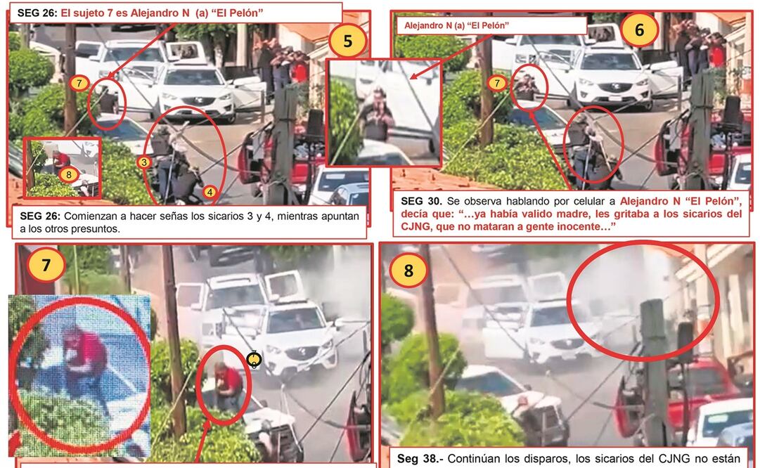 Parte de las láminas que compartió el subsecretario de Seguridad Pública Ciuda-dana para detallar que en el lugar hubo un enfrentamiento y no un fusilamiento. Foto: Especial
