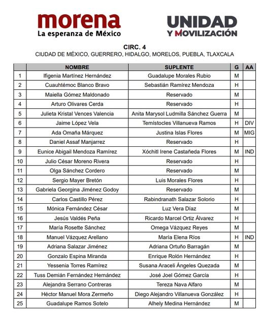 Perfiles de Morena para diputados, cuarta circunscripción. Foto: Especial